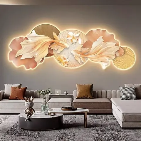 抽象 单幅 装饰画 现代简约 客厅背景墙挂画 LED带灯画