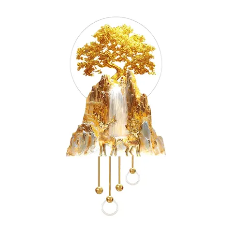 山水 单幅 装饰画 轻奢风 玄关背景墙挂画 LED带灯画