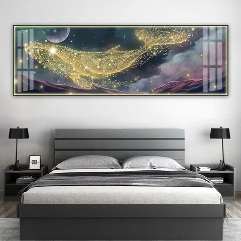 抽象 单幅 装饰画 现代简约 卧室背景墙挂画 LED带灯画