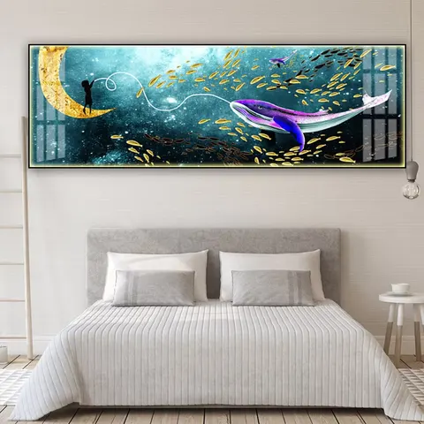 抽象 单幅 装饰画 现代简约 卧室背景墙挂画 LED带灯画