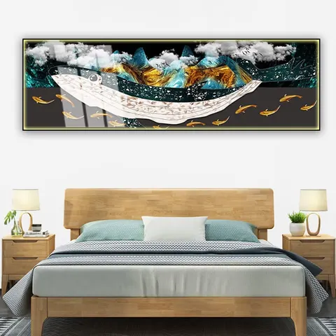 抽象 单幅 装饰画 现代简约 卧室背景墙挂画 LED带灯画