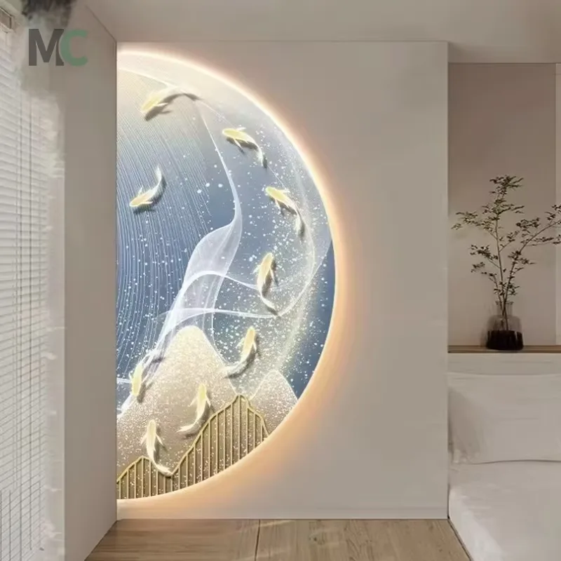 抽象 单幅 装饰画 现代简约 玄关背景墙挂画 LED带灯画