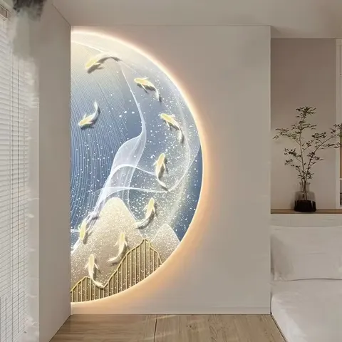 抽象 单幅 装饰画 现代简约 玄关背景墙挂画 LED带灯画