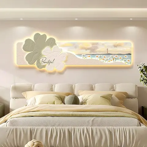 繁花 单幅 装饰画 现代简约 客厅背景墙挂画 LED带灯画
