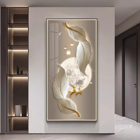 羽毛 单幅 装饰画 现代简约 卧室背景墙挂画
