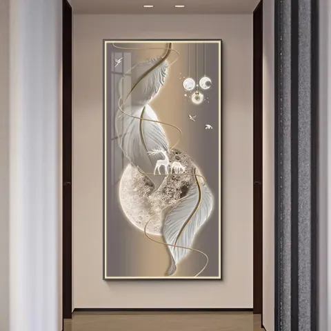 羽毛 单幅 装饰画 现代简约 卧室背景墙挂画