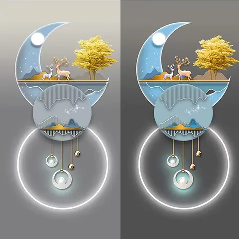 鹿 单幅 装饰画 现代简约 玄关背景墙挂画 LED带灯画