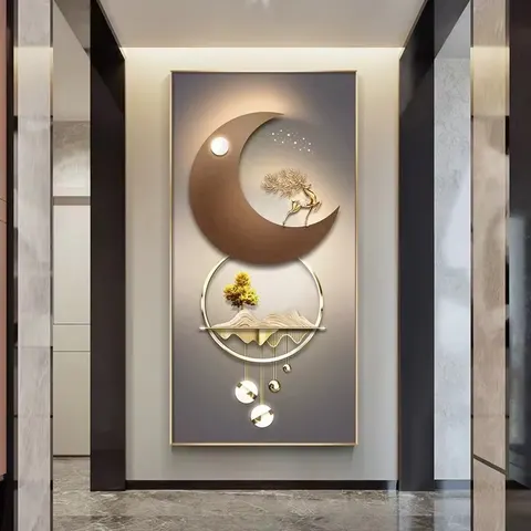 鹿 单幅 装饰画 现代简约 玄关背景墙挂画 LED带灯画