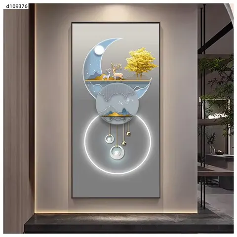 鹿 单幅 装饰画 现代简约 玄关背景墙挂画 LED带灯画