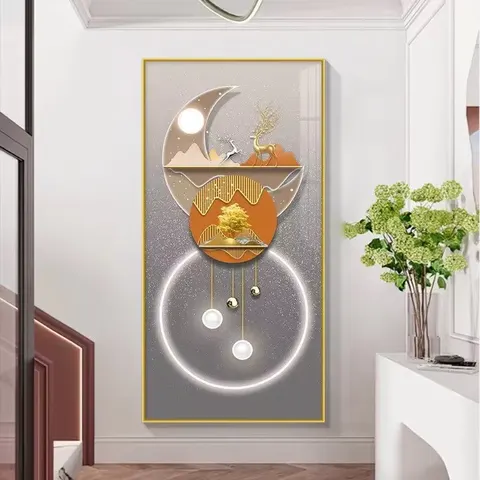 鹿 单幅 装饰画 现代简约 玄关背景墙挂画 LED带灯画
