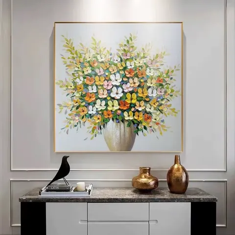 繁花 单幅 装饰画 现代简约 客厅背景墙挂画 手绘油画