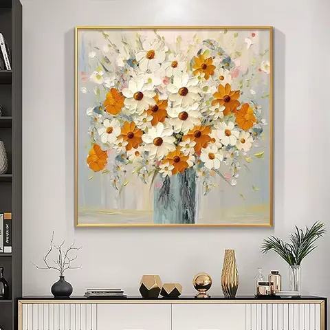 繁花 单幅 装饰画 现代简约 客厅背景墙挂画 手绘油画