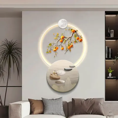 抽象 单幅 装饰画 轻奢风 餐厅背景墙挂画 LED带灯画