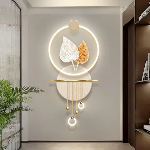 羽毛 单幅 装饰画 现代简约 玄关背景墙挂画 LED带灯画