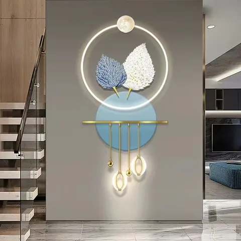 羽毛 单幅 装饰画 现代简约 玄关背景墙挂画 LED带灯画