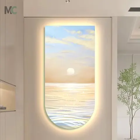 日月星辰 单幅 装饰画 现代简约 客厅背景墙挂画 LED带灯画
