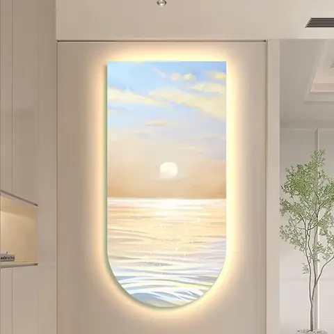 日月星辰 单幅 装饰画 现代简约 客厅背景墙挂画 LED带灯画