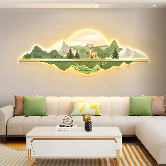 山水 单幅 装饰画 轻奢风 客厅背景墙挂画 精雕画