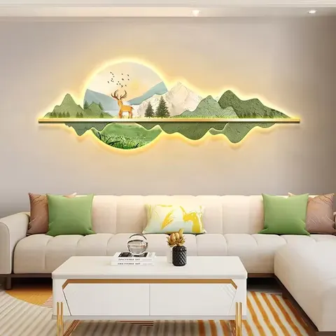山水 单幅 装饰画 轻奢风 客厅背景墙挂画 精雕画