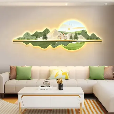 山水 单幅 装饰画 轻奢风 客厅背景墙挂画 精雕画