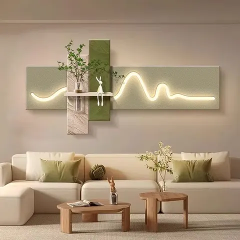 植物 单幅 装饰画 现代简约 客厅背景墙挂画 LED带灯画
