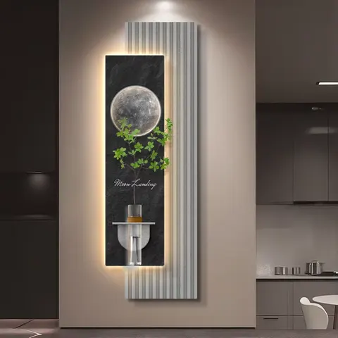 日月星辰 单幅 装饰画 现代简约 玄关背景墙挂画 LED带灯画