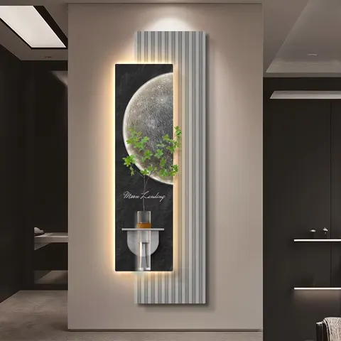 日月星辰 单幅 装饰画 现代简约 玄关背景墙挂画 LED带灯画