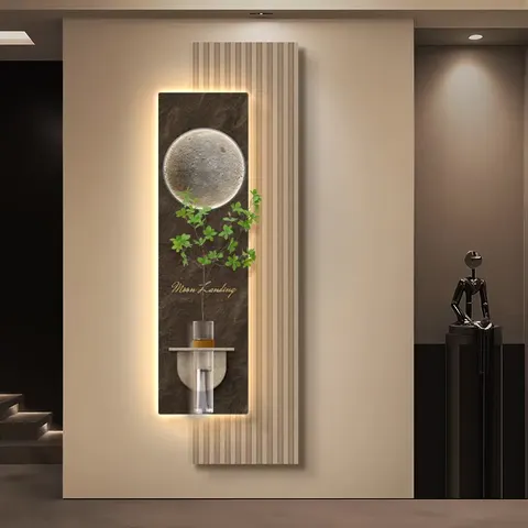 日月星辰 单幅 装饰画 现代简约 玄关背景墙挂画 LED带灯画