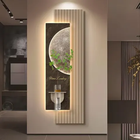 日月星辰 单幅 装饰画 现代简约 玄关背景墙挂画 LED带灯画