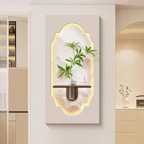 植物 单幅 装饰画 现代简约 玄关背景墙挂画 LED带灯画