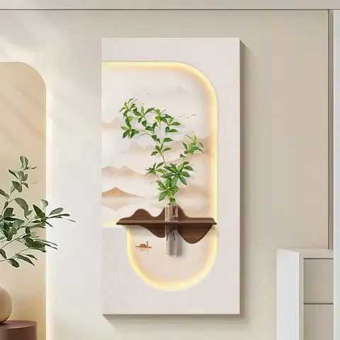 植物 单幅 装饰画 现代简约 玄关背景墙挂画 LED带灯画