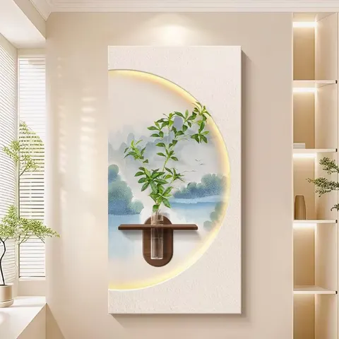 植物 单幅 装饰画 现代简约 玄关背景墙挂画 LED带灯画