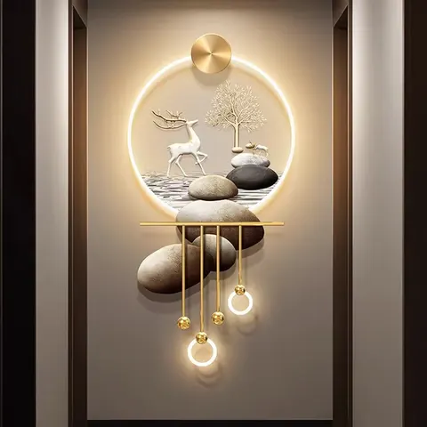 抽象 单幅 装饰画 现代简约 玄关背景墙挂画 LED带灯画