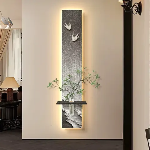 植物 单幅 装饰画 现代简约 玄关背景墙挂画 LED带灯画