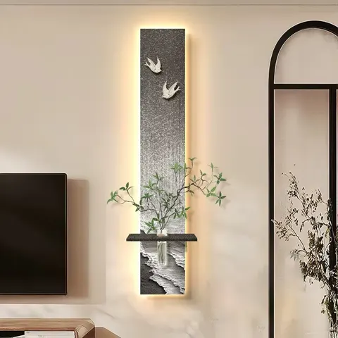 植物 单幅 装饰画 现代简约 玄关背景墙挂画 LED带灯画