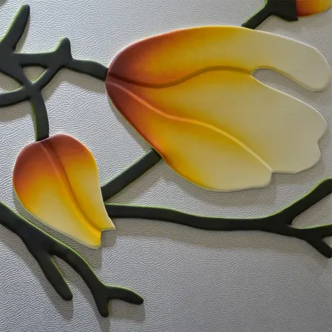 荷花 单幅 装饰画 现代简约 客厅背景墙挂画 手工皮雕