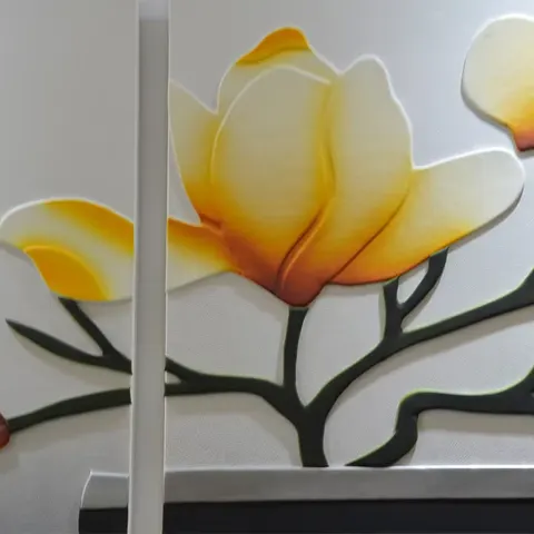 荷花 单幅 装饰画 现代简约 客厅背景墙挂画 手工皮雕