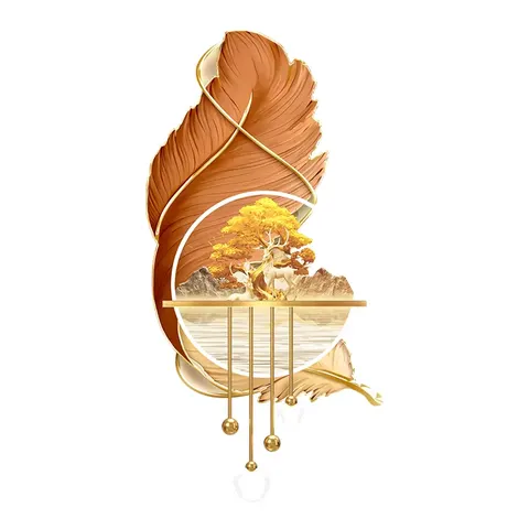 羽毛 单幅 装饰画 现代简约 玄关背景墙挂画 LED带灯画
