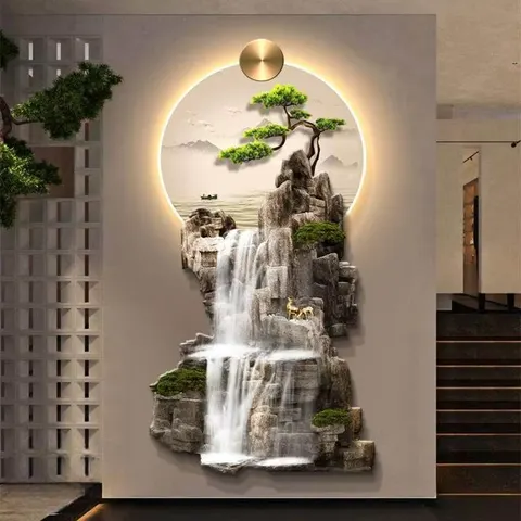 抽象 单幅 装饰画 现代简约 玄关背景墙挂画 LED带灯画
