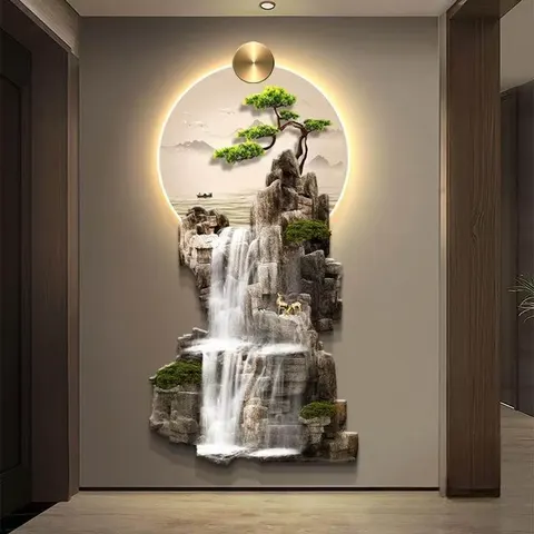 抽象 单幅 装饰画 现代简约 玄关背景墙挂画 LED带灯画