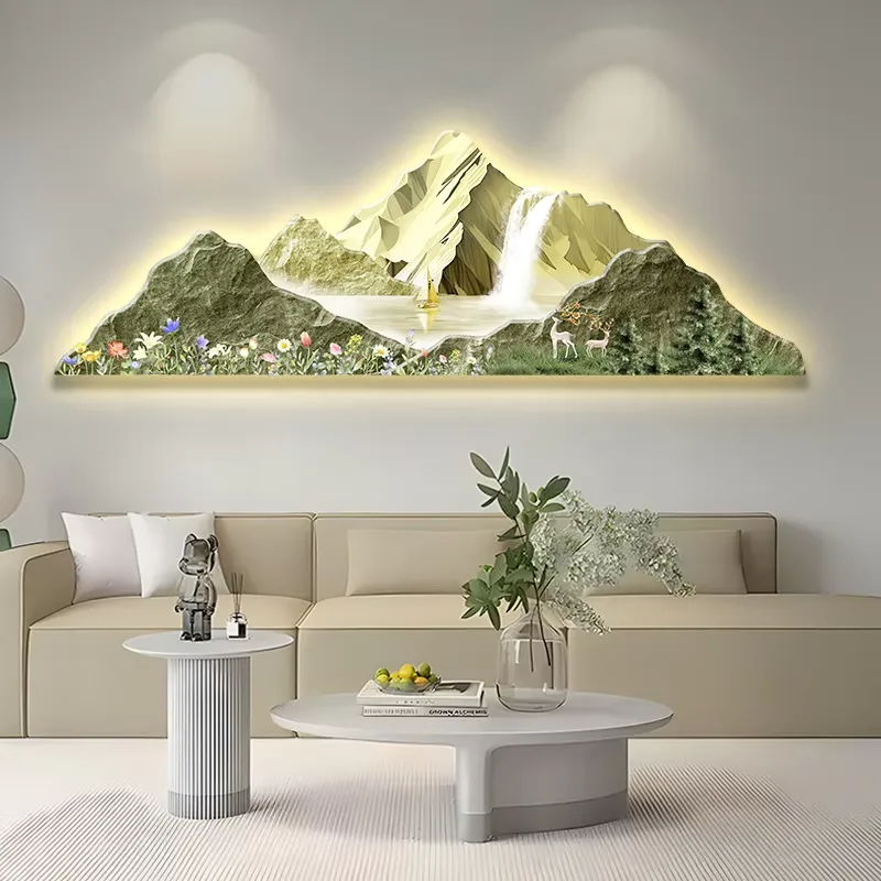 山水 单幅 装饰画 现代简约 客厅背景墙挂画 精雕画