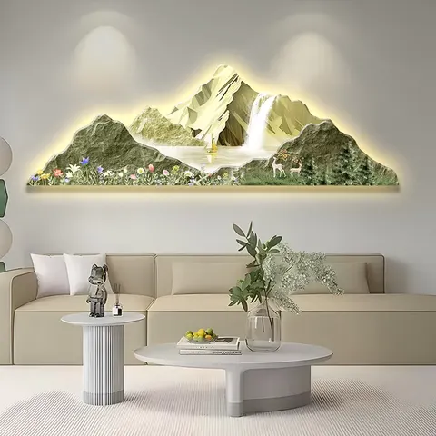 山水 单幅 装饰画 现代简约 客厅背景墙挂画 精雕画