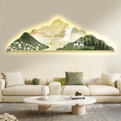 山水 单幅 装饰画 现代简约 客厅背景墙挂画 精雕画