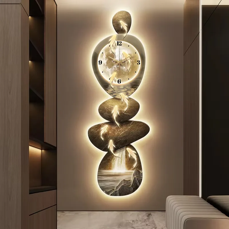 锦鲤 单幅 装饰画 轻奢风 客厅背景墙挂画 LED带灯画