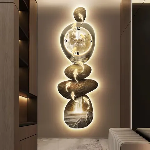 锦鲤 单幅 装饰画 轻奢风 客厅背景墙挂画 LED带灯画