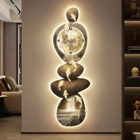 锦鲤 单幅 装饰画 轻奢风 客厅背景墙挂画 LED带灯画