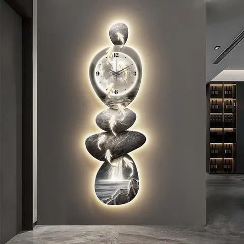锦鲤 单幅 装饰画 轻奢风 客厅背景墙挂画 LED带灯画
