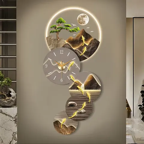 锦鲤 单幅 装饰画 现代简约 玄关背景墙挂画 LED带灯画