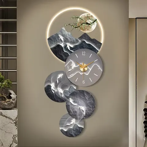 锦鲤 单幅 装饰画 现代简约 玄关背景墙挂画 LED带灯画