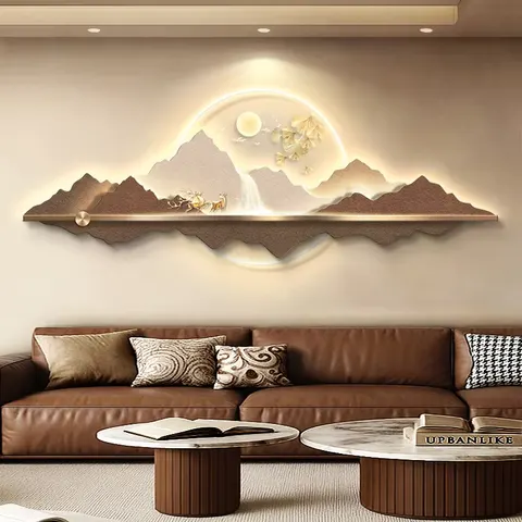 抽象 单幅 装饰画 现代简约 客厅背景墙挂画 LED带灯画